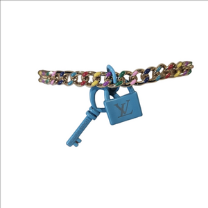 Louis Vuitton Colorful Chain Bracelet with Blue Charm